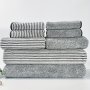 8PCS Polyester Striped Towel Set 4 Washcloths & 2 Hand Towels & 2 Bath Towels Absorbent & Quick-drying Face Towel Super & Soft & Thickened Bathing Towel For Home Bathroom Ideal Bathroom Supplies