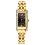 Gold-tone Stainless Steel Women's Black Dial Watch