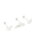Surgical Steel Cubic Zirconia Flat Back Studs 3-PACK