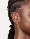 Sterling Silver Black Enamel Double Hoop Earrings