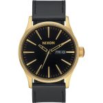 Nixon Sentry Leather Mens Watch - Gold Black