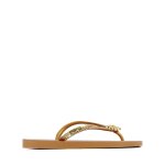 Monogram Slippers With Glitter Straps -gold