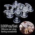 100 Pieces Set Silicone Round Earrings Nut Diy Ear Plugs Cap Plastic Material Trendy Gift For Women