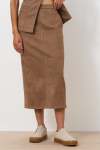 Suede Column Skirt - XL Brown