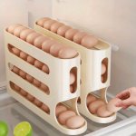 30-EGG Capacity Storage Organizer Refrigerator Side Door Egg Holder Automatic Rolling Egg Dispenser Box Food-grade Plastic Egg R