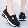 Women's Breathable Knit Sneakers Comfortable Soft Sole Easy Slip-On Sports Shoes Stylish Casual Walking Shoes