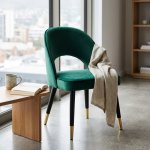 Emerald Green Velvet Dining Chair With Gold-tipped Legs