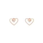 Rose Gold Diamante Cut-out Heart Earrings