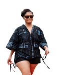 Top Kimono: Black Print