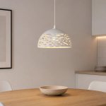 White Cut-out Dome Pendant Light