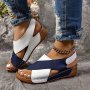 Women's Contrast Color Wedge Sandals Peep Toe Slingback Soft Sole Shoes Comfy Outdoor Summer Sandals