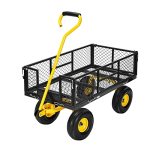 Vivohome Heavy Duty 880 Lbs Capacity Mesh Steel Garden Cart Folding Utility Wagon With Removable Sides And 4.10 3.50-4" Wheels 1