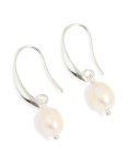Silver Plated Freshwater Pearl Medium Hook Drop Earrings