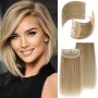 4 Pcs Synthetic Clip In Hair Extension Blonde & Bleach Blond Mixed Hairpieces For Women Adding Hair Volume For Daily Use Double 10.16 Cm And Double 20.32 Cm