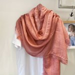 Elegant Lace-trimmed Cotton Shawl - Breathable Warm & Versatile Scarf For Women Perfect For Casual Outings Travel & Sun Protecti