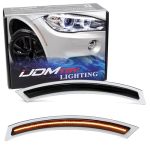 Ijdmtoy Dark Smoked Lens Amber Full LED Strip Bumper Reflector Replace Side Marker Light Kit Compatible With 2014-19 Bmw F15 X5