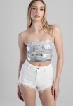 Sissy Boy Nico: Metallic Seamless Bandeau - White silver