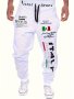 Men's ITALY Alphabet Print Drawstring Footed Sweatpants Loose Fit Pants Men's Casual Slightly Stretch Joggers For Spring Autumn Running Jogging