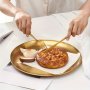 Elegant Golden Stainless Steel Serving Plate - Versatile For Fruits Cakes Bones & More - Perfect For Home Kitchens & Restaurants