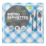 Pnp 1 Ply Bistro Serviettes Blue 50 Pack