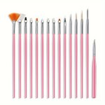 15 Pcs Nail Art Brushes Nail Design Fan Brush And Liner Brushes For Nails Gel Nail Brush Set For Professional Salons And Home Di