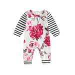 Floral Striped Longsleeve Jumpsuit Pink Rose 12-18M