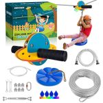 Zeromx Zip Line Kit For Kids And Adults Outdoor Ufo Trolley 75 100 120 150FT Zipline For Backyard Up To 350 Lbs Included Swing S