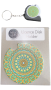 Green & Yellow Flower Licence Disk Holder Measuring Tape Key Ring
