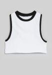 PoP Candy Rib Top-white black Rib