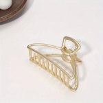 Elegant Oversized Shark Clip With Beaded Detail - Vintage French Style Alloy Hair Accessory For Women And Girls