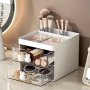 1PC Cosmetic Storage Box With Rabbit Handles Desk Office Stationery Storage Rack Cute MINI Desktop Organizer With 2 Drawers For Lipstick Brushes Lotions Eyeshadow