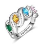 CRI103601 - 925 Sterling Silver Personalized Ring Names & Birthstones