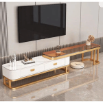 Stylish Glass Tv Stand With Storage Drawers - White