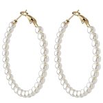Pearl Hoop Earrings For Women Fashion Dangle Hypoallergenic Earrings Drop Dangle Earrings Gifts For Women 50MM Hoop