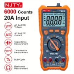 Digital Multimeter Trms 6000 Counts Measures Voltage Current Amp Resistance Diodes Continuity Duty-cycle Capacitance Temperature