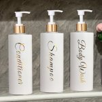3 Pcs set 500ML Refillable Shampoo Conditioner Body Wash Dispenser Bottles With Pump Bathroom Lotion Dispenser Container