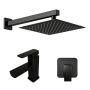 Concealed Shower System Matte Black Square Rain Shower Head For Bathroom