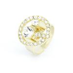 Goldair Gold Tone Ring With Clear Crystals