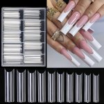 100PCS BOX Square coffin False Nails Tips Half Cover Acrylic Artificial Tip Manicure With Box For Nail Salons And Home 10 Sizes