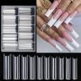 100PCS/BOX Square/coffin False Nails Tips Half Cover Acrylic Artificial Tip Manicure With Box For Nail Salons And Home 10 Sizes