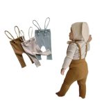 High Waisted Ribbed Suspender 9-12M Cream