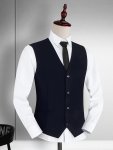 Men's Retro Solid Color V Neck Dress Waistcoat Single Breasted Smart Suit Vest For Business Dinner Wedding Banquet
