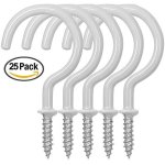 25 Pack Cup Hook Ceiling Hooks 2.9 Inches Finegood Vinyl Coated Screw Hanger For Indoor And Outdoor Use - White