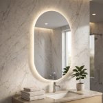 Oval Led Bathroom Mirror With Touch Switch 3CCT Dimmable