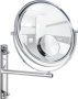 Wenko 3656370100 Wall-mounted Cosmectic Mirror Bivona - With Swivelling Arm Mirror Surface Diam. 10 Inch 3/7 X Magnification Steel 11.8 X 13.4 X 8.9 Inch Chrome