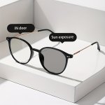 Men's Classic Round Frame Photochromic Fashion Glasses - Perfect For Daily Wear & Driving Bohemian Style