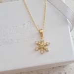 Sune Gold Cz Snowflake Necklace Gold Plated 925 Sterling Silver 11X15MM 45CM Chain