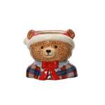 Planter Dolomite Bear 13.8X11.7X12.3CM - Red Bow
