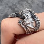 Adjustable Vintage Hip-hop Pterosaur Ring For Men - Zinc Alloy Fashion Statement