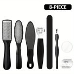 Ultimate 10 8PCS Foot Care Kit: Dual-sided Stainless Steel Pedicure Tools With Callus Remover & Exfoliating Brush - Perfect For